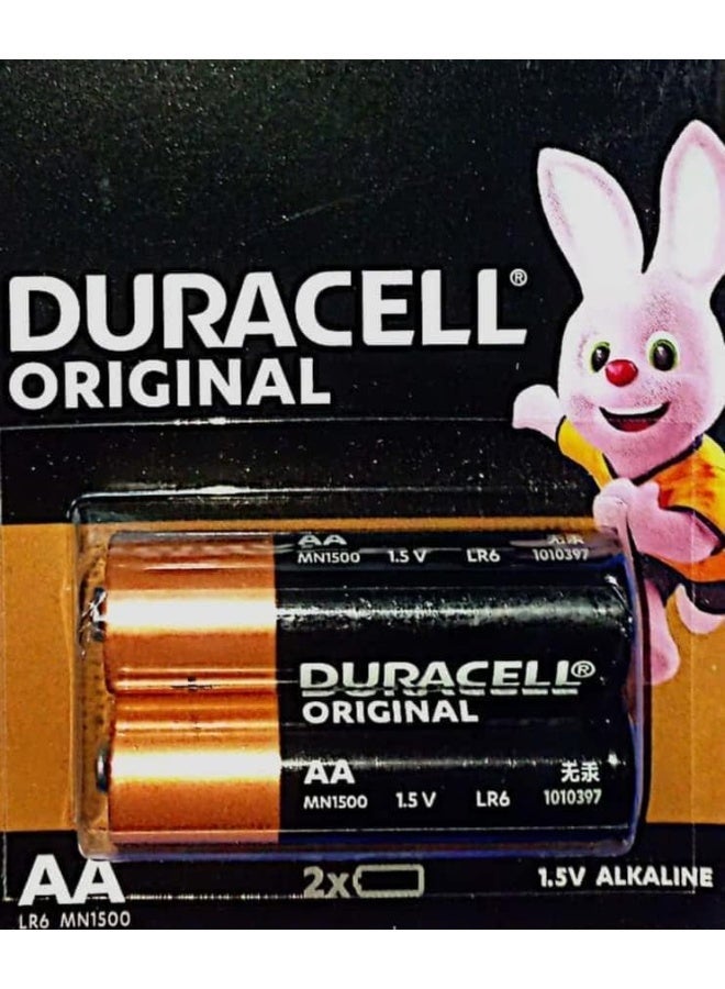Duracell 2 Pcs Duracell AA Alkaline Batteries, 1.5V MN1500 LR6, Long-Lasting Power, Leak-Resistant Design - Image 1